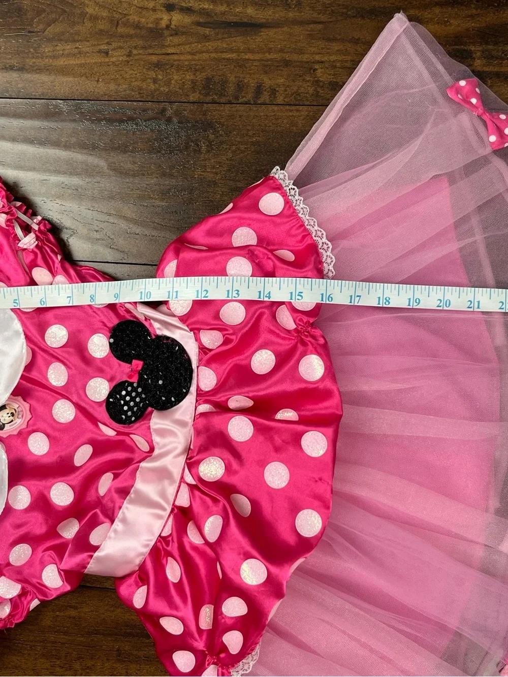 Disney Just Play Minnie Mouse Costume Dress Skirt Glitter Bows Girl’s Size 4-6X.